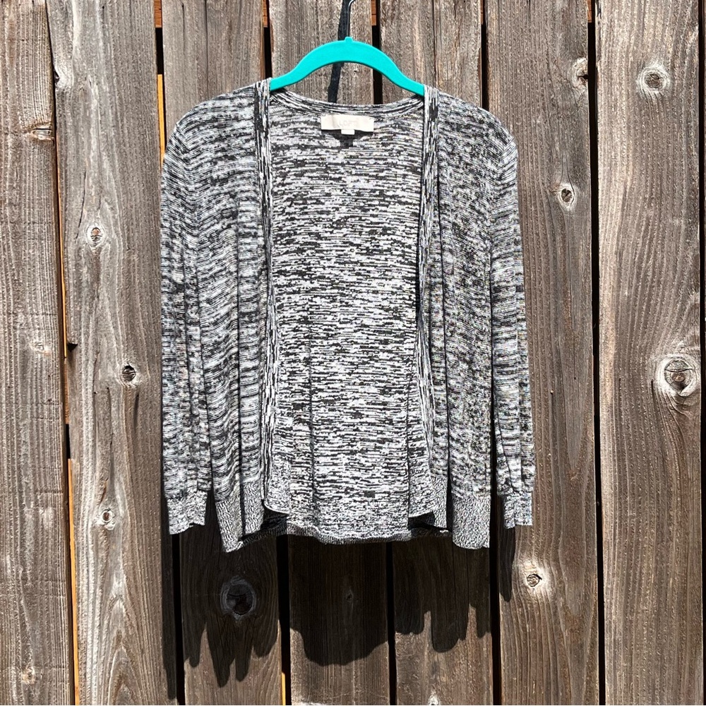 Loft black marbled open cardigan size small